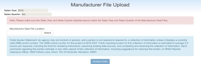 Select button for Manufacturer Data File Location